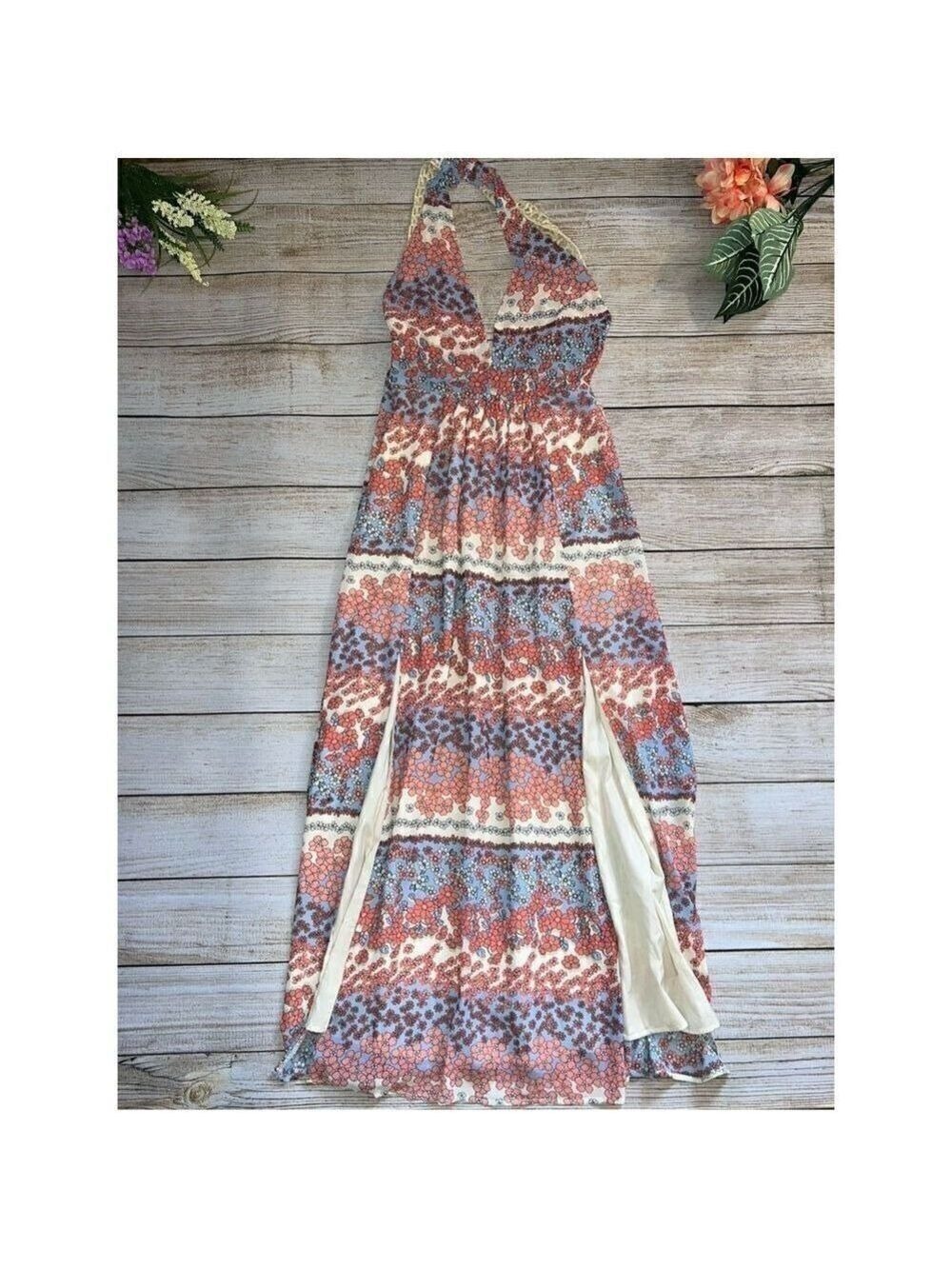 Forever XXI Floral Plunging Maxi Dress (Sm) - Picture 2 of 12